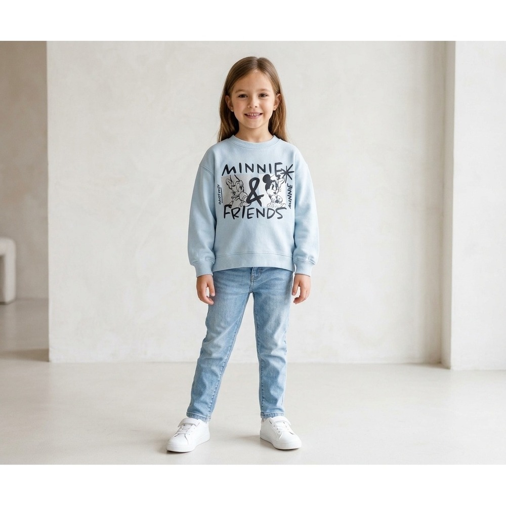 Disney Minnie & Friends Kids Size 6 Light Blue Excellent Graphic Sweatshirt